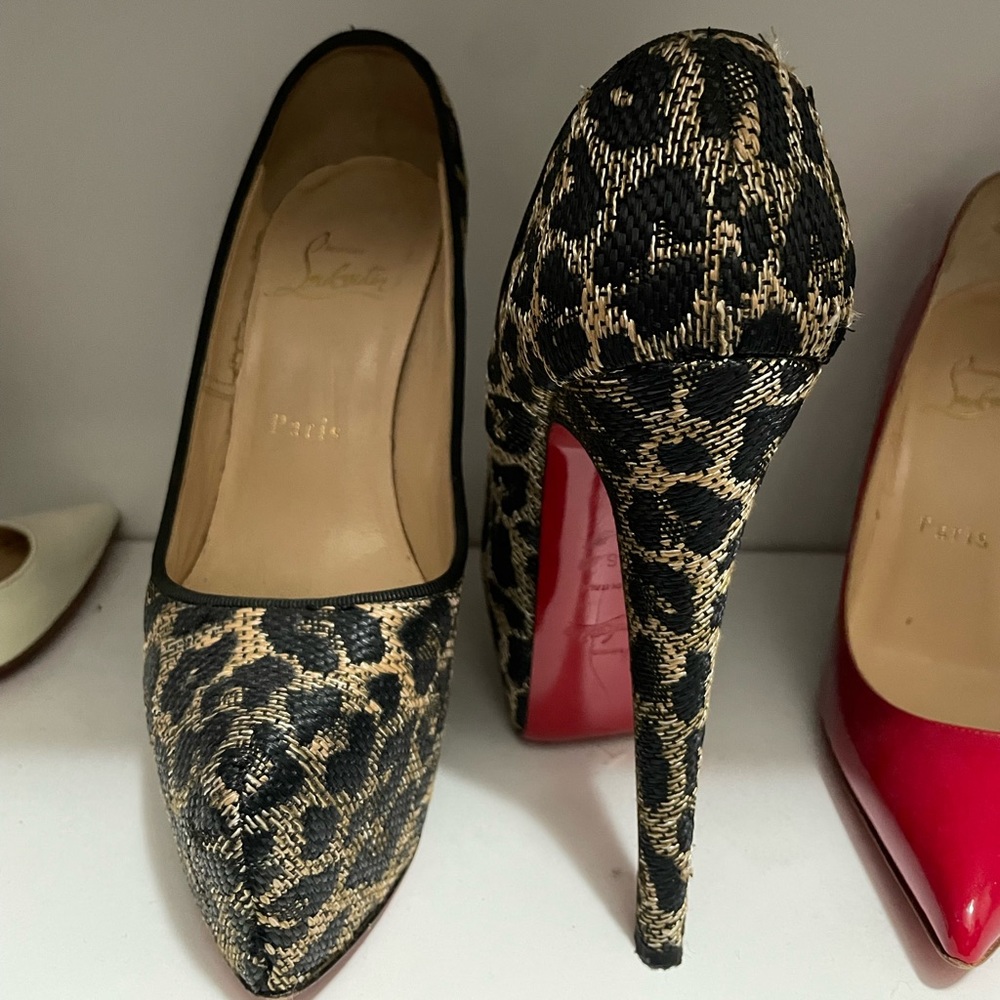 Christian Louboutin Jacquard Leopard Print Pumps